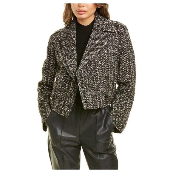NEW Theory Sargent Double-Breasted Jacket in Black Multi Clipped Tweed - Picture 1 of 10